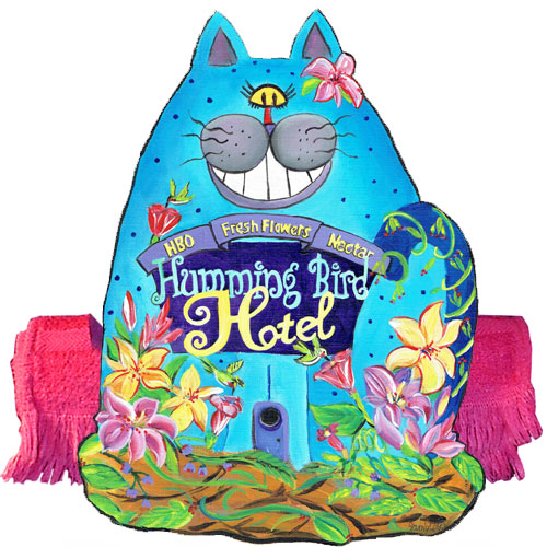 Whimsical blue cat napkin holder