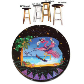Whimsical Skiing Flamingo with Dolphin Stool
